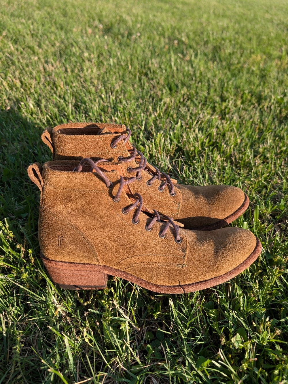 🤎EUC Frye Carson #5914 Suede Leather Lace Up Olive Suede Ankle Boots, 6.5